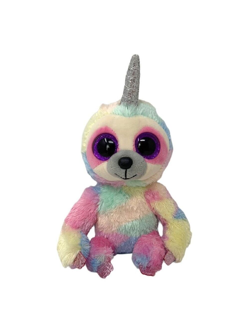 TY Beanie Boos COOPER Unicorn Sloth Glitter Eyes 6 in Boo Toy Plush Rainbow